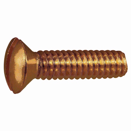 Midwest Fastener 1/4"-20 x 1 in Slotted Oval Machine Screw, Plain Brass, 10 PK 61598